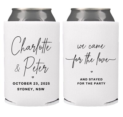Personalized Wedding Can cooler, beer hugger, Stubby Cooler, engage party favor, promotional product, wedding favor gift F013 - image1